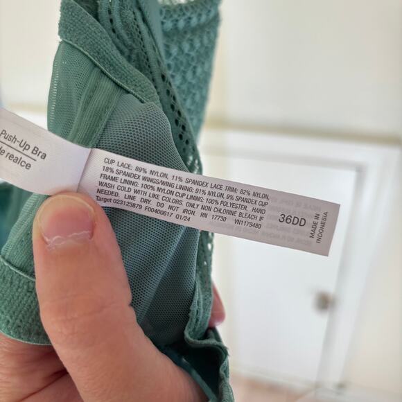 Auden NWT Women's Lace Push-Up Plunge Bra Tidal Flow Green 36DD - Picture 9 of 9